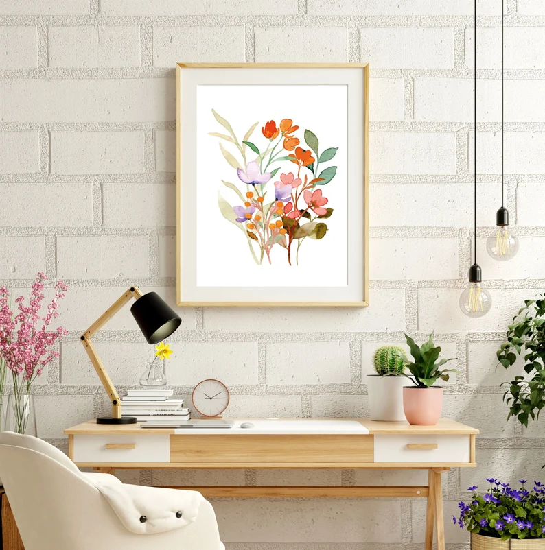 spring wall art print watercolor poster for kitchen spring decor