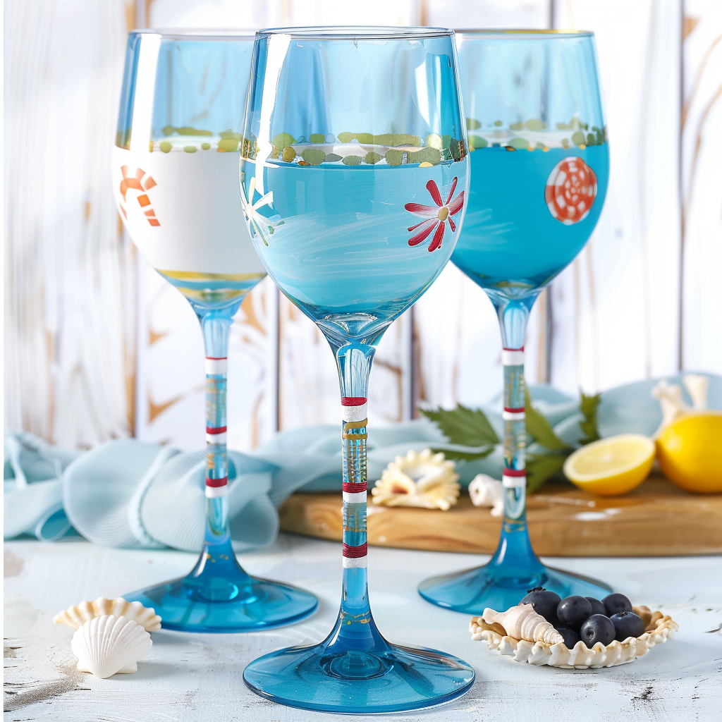 Beach-themed wine glass painting ideas
