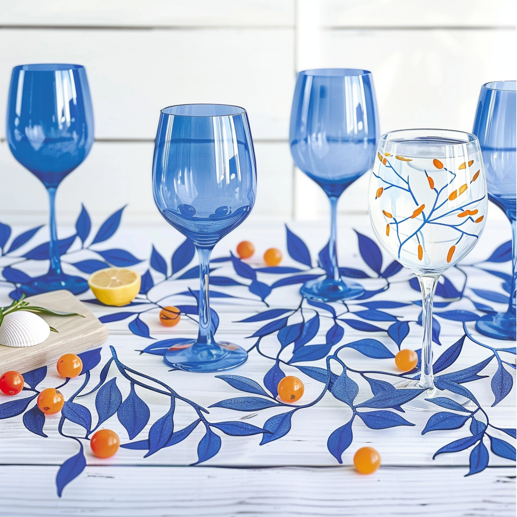 Beach-themed wine glass painting ideas, nautical, Floral-themed coastal wine Glass Painting Ideas