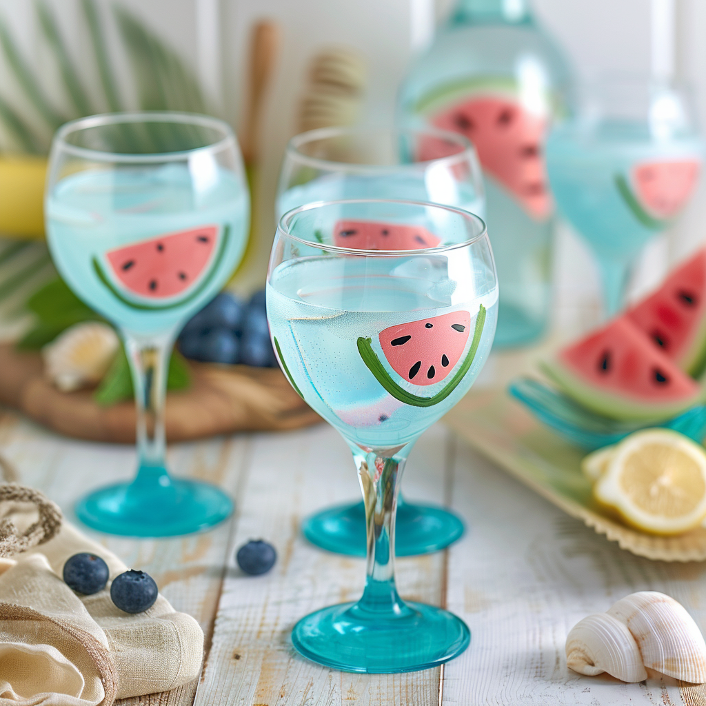 Wine glass painting ideas fruit, watermelon