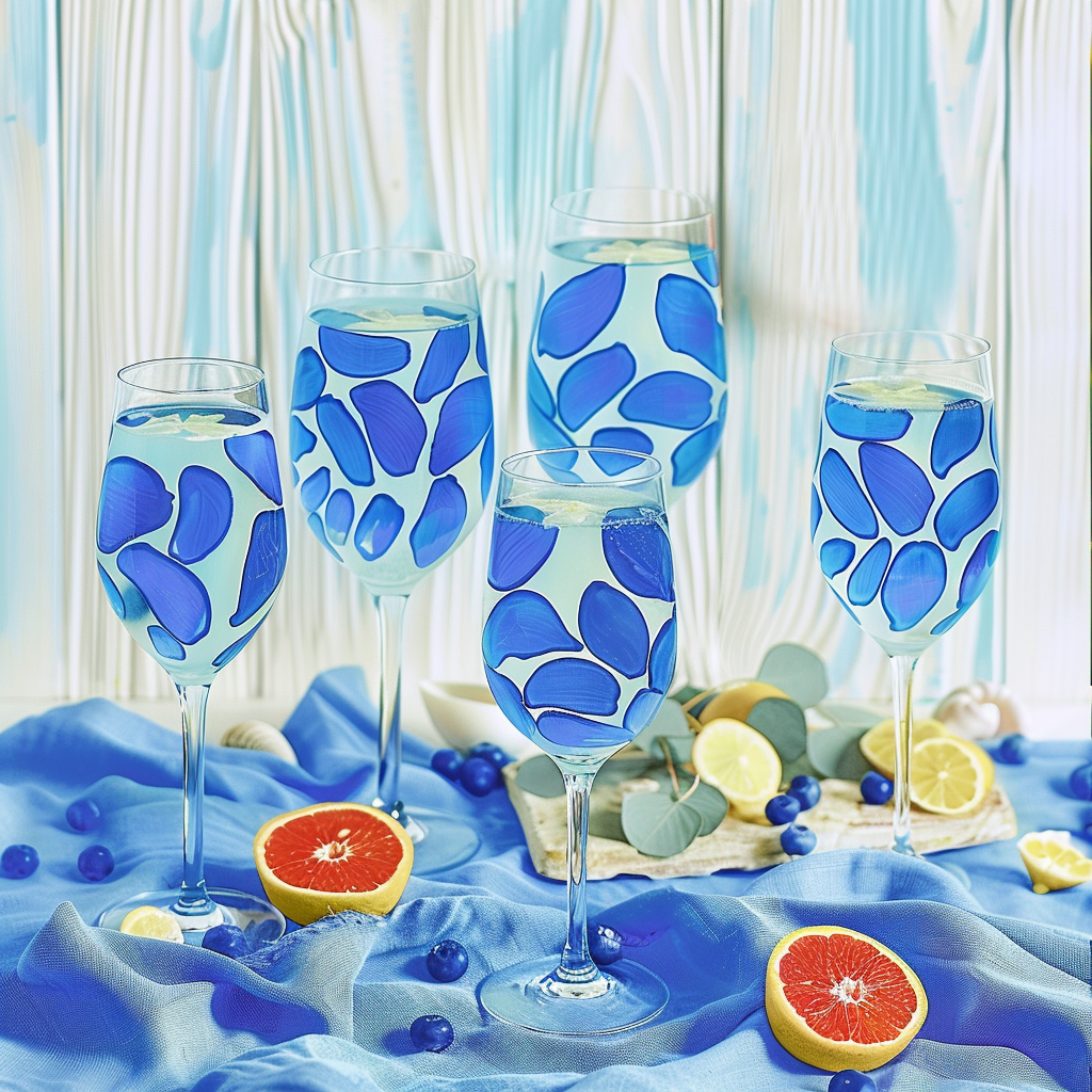 Beach-themed wine glass painting ideas, nautical, Floral-themed coastal wine Glass Painting Ideas