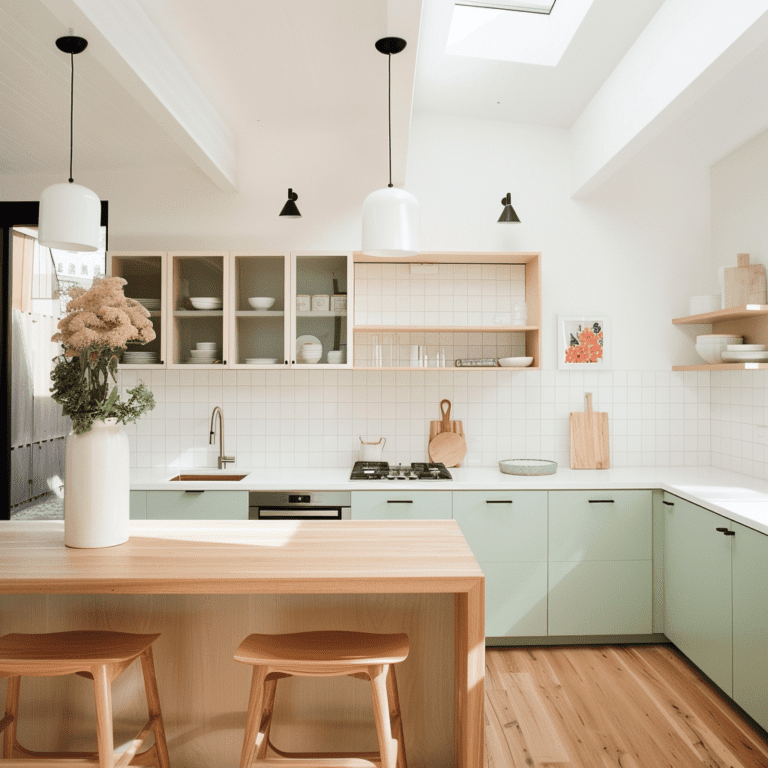 Butcher Block Countertops With Green Cabinets - Posh|Chic|Cool
