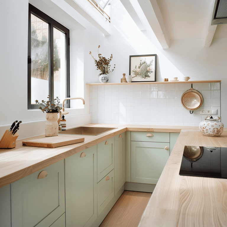 Butcher Block Countertops With Green Cabinets - Posh|Chic|Cool