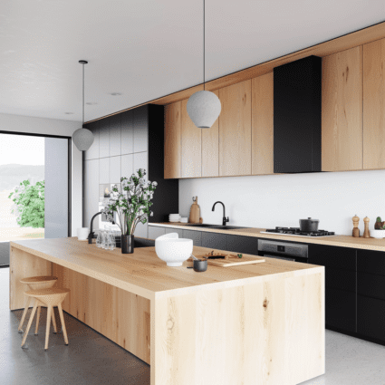 Black Kitchen Cabinets With Butcher Block Countertops - Posh|Chic|Cool