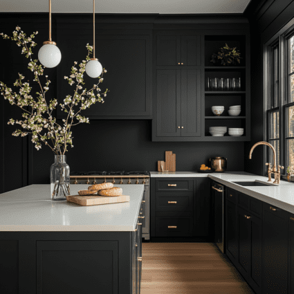 36 Insanely Beautiful Black Moody Kitchen Ideas You Need To See - Posh ...