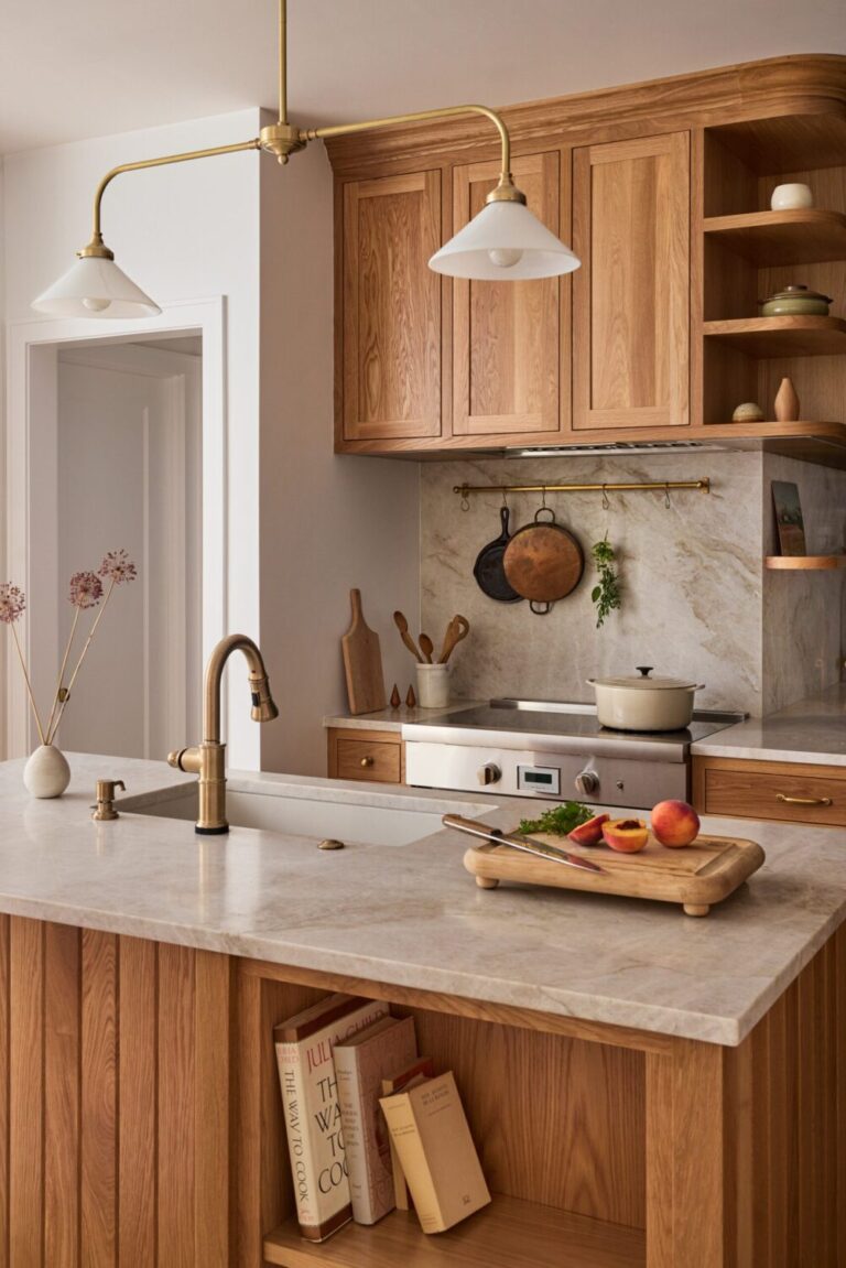 Full-Height Taj Mahal Quartzite Backsplash Ideas for a High-End Kitchen